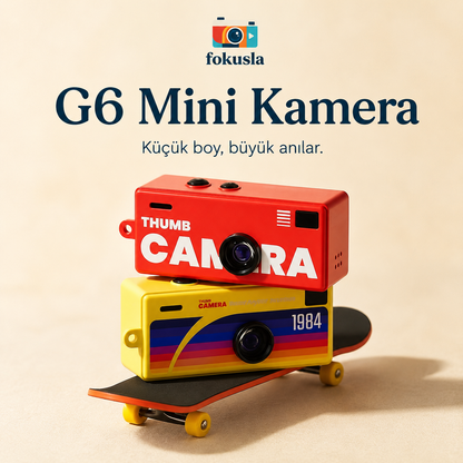 Fokusla G6 Mini Retro Kamera 1984 – Anahtarlık Tasarımlı Fotoğraf ve Video Kamerası