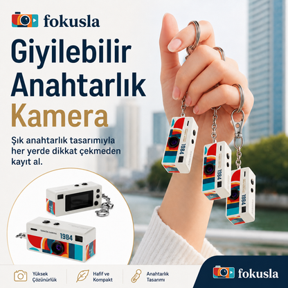 Fokusla G6 Mini Retro Kamera 1984 – Anahtarlık Tasarımlı Fotoğraf ve Video Kamerası
